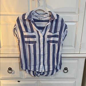 Lucky Brand Blue and White Striped Button Down Shirt